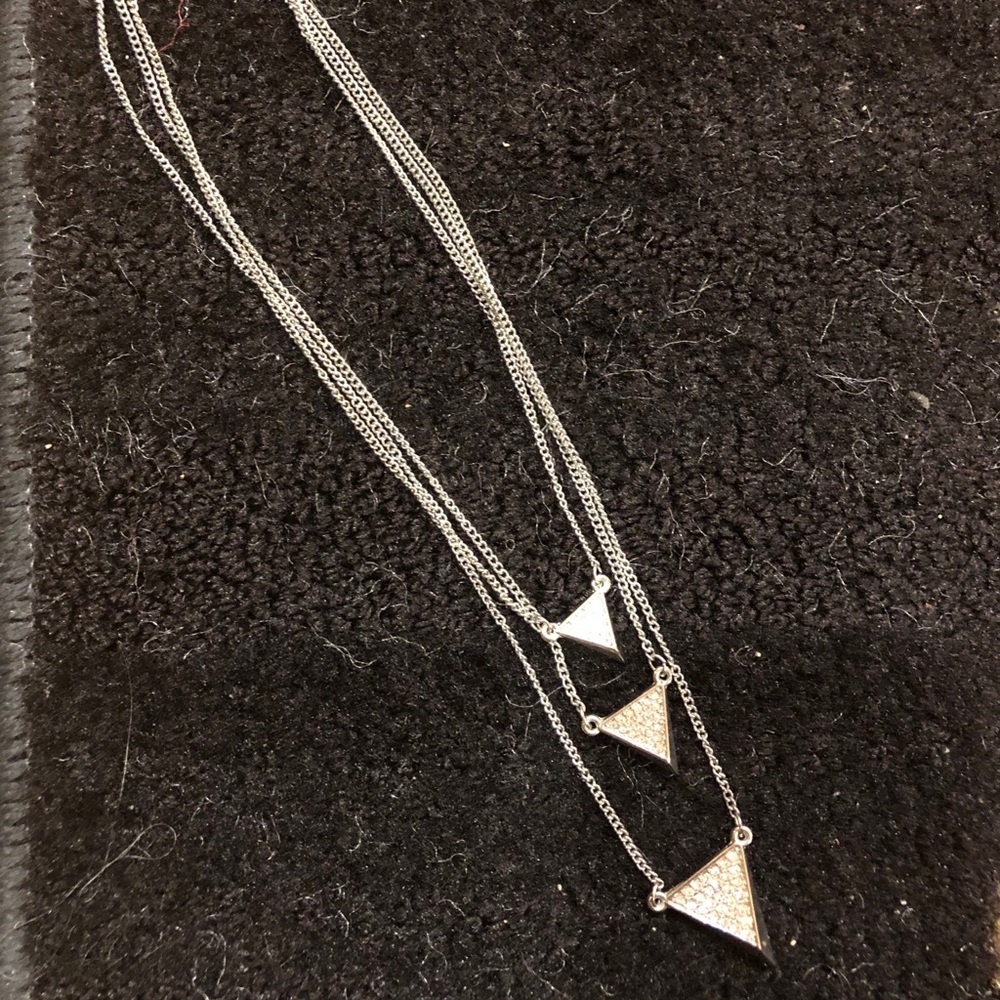 NWOT Express Layered Crystal Necklace - Silver - Picture 5 of 6